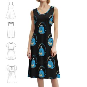 고래 안녕하세요! 여성용 우아한 파티 드레스 A라인 드레스 짧은 소매/긴 소매/민소매 옵션 고래 고래 안녕하세요 이 말장난이에요