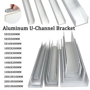 1-10Pcs U 모양 알루미늄 길이100mm 200mm 300mm 400mm 알루미늄 합금 커버 엣지 스트립 알루미늄 U 채널 가이드 레일 카드 슬롯