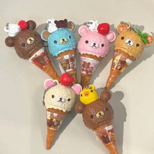 애니메이션 귀여운 카와이 캡슐 블라인드 박스 장난감 아이스크림 곰 비즈 키체인 가방 장식 인형 모델 장식품 펜던트 서프라이즈 선물
