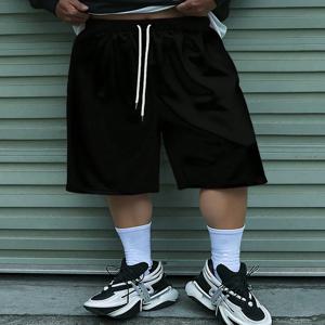 남성용 드로스트링 허리밴드 루즈핏 반바지 스웨트 롱 홀로그램 플레인 스트리트웨어 허리 포켓 캐주얼 스포츠 반바지 의류