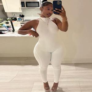 Nibber Hottie Jumpsuits 여성 Bandage Halter Turtleneck 섹시한 백리스 민소매 스키니 피치 힙합 하이 스트리트 패션 오버홀