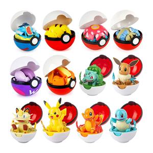 재미있는 포켓몬 변신 만화 모델 포켓볼 피카추 장난감 확장 가능한 애니메이션 피규어 인형 모델 장식품 어린이 생일 장난감