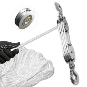 270 °   회전식 로프 풀리 블록 합금 후크 핸드헬드 크레인 중량급 풀리 호이스트 수동 리프팅 장치 설치용