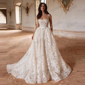 절묘한 웨딩 드레스 A 라인 화려한 신부 가운 민소매 백리스 로브 공주 예쁜 베스티도스 드 노비아 맞춤형