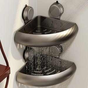 욕실 정리대 흡착식 벽걸이 변기 삼각형 코너 수납 선반 무타공 세면대용