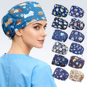 애완동물 수의사 미용사 작업용 모자 편안한 부드러운 스크럽 캡 의료용 모자 면 스크럽 캡 K1225