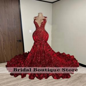 반짝이는 새로운 디자인 레드 다이아몬드 댄스 파티 드레스 2026 스팽글 가운 비즈 크리스탈 라인스톤 웨딩 생일 파티 드레스 맞춤형