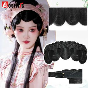 아오시 합성 이마와 이마뼈 부분 전통 중국식 가발 앞머리 고대 스타일 오페라 마법 가발 여성 코스프레용 앞머리 가발 ﻿