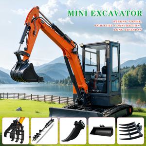 미니 굴삭기 부착물 소형 굴삭기 액세서리 강철 풀림 방지 레이크 5톱 레이크+틸팅 버킷 농업용