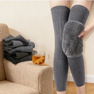 노인을 위한 필수 겨울 장비: 1쌍의 플러시 토끼털 무릎 보호대, 관절염 통증 완화, 추운 날씨에도 무릎을 따뜻하게 유지