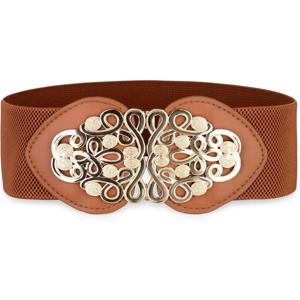 블랙버터플라이 와이드 엘라스틱 신축성 허리밴드 레트로 골드 메두사 버클 허리 벨트