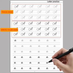 성인을 위한 현대 서예 따라쓰기 책: 알파벳, 단어 및 문장이 포함된 핸드 레터링 연습장 |   32페이지짜리 영어 예술 글꼴