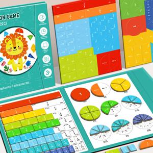 수학 마스터를 위한 자석 분수 퍼즐, 재미있는 산수 교육 보조 도구가 포함된 몬테소리 계몽 인지 교육 완구