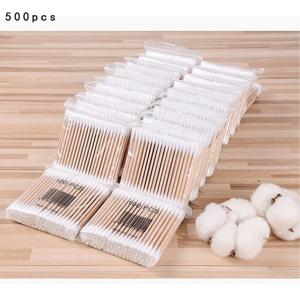 500개입 대나무 양면 면봉 - 귀와 메이크업에 적합, 무향 일회용 귀 청소 면봉 립 틴트