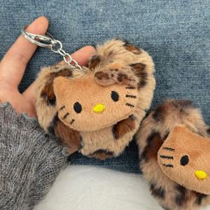 만화 산리오 헬로 키티 패션 가방 레트로 레오파드 인형 펜던트 귀여운 애니메이션 장난감 열쇠고리 액세서리 크리스마스 선물