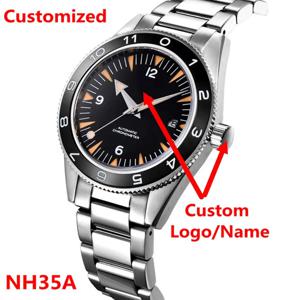 맞춤형 로고 남성용 시계 고급 NH35 기계식 손목시계 세라믹 베젤 야광 41mm 사파이어 100M 다이버 오토매틱 남성 시계