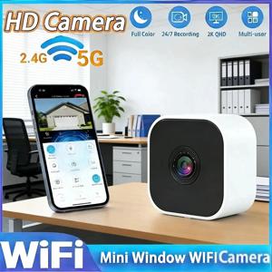 WiFi 창문 카메라 2.4/5GHz 3MP 풀 컬러 야간 투시경 실내 보안 카메라는 창문 감시를 통해 실외 카메라를 대체합니다.