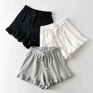 여성용 레이스 와플 반바지 여름 신축성 허리밴드 팬츠 성인 여성용 스포츠 팬츠 여성용 핫팬츠