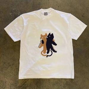 창의적이고 심플한 프린팅 하라주쿠 스타일 오버사이즈 트렌디 퓨어 코튼 260g 리틀 첸 스토리 멀티 포켓 손수건