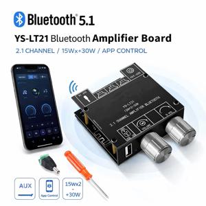 YS-LT21 블루투스 2.1 디지털 앰프 보드 모듈, 듀얼 15W+30W 스테레오, 고음/저음, 앱 제어