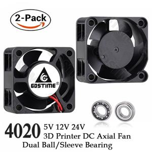 2PCS Gdstime 40mm 24V 12V 5V 4020 미니 컴퓨터 케이스 냉각 팬 볼 베어링 슬리브 베어링 2Pin 4cm 40x40x20mm