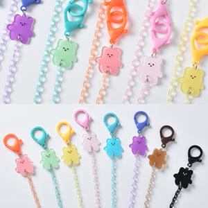 솜사탕 파스텔 베어 곰돌이 어린이 아크릴체인 유치원 단체주문 마스크 스트랩 줄 고리 끈