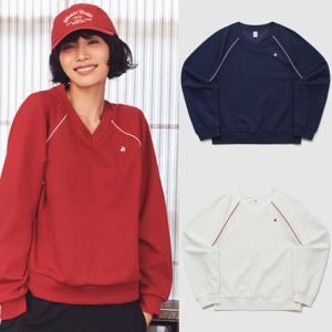 르꼬끄 [나나 착용] 여성 에센셜 브이넥 루즈 맨투맨 QQ322LFS91