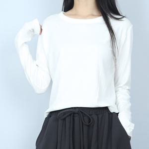 [브리치]  / 4색 쫀쫀 모달 라운드 굴링 세미 크롭 긴팔 티셔츠 (