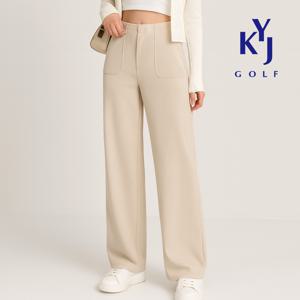 골프] 봄가을 심플라인 포켓 세미와이드 뒷밴딩 스판 슬랙스 여성 바지 KPFLSL46