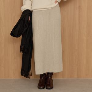 [제작] 탄탄 골지 밴딩 H라인 니트 롱 스커트 84542 빅사이즈 여성의류