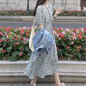 시원한 플라워 드레스 쉬폰 원피스 여름 하객룩 코디 여성여름원피스 여자원피스 하늘하늘원피스