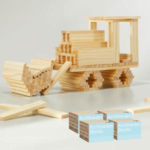 [타이니월드] 아르키메데스 내추럴200P 블록 원목 카프라 발도르프 교구 건축 쌓기