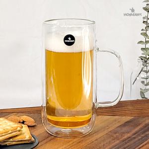 클래식 이중 내열 유리 맥주컵 600ml