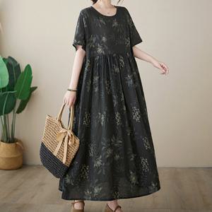 빅사이즈/오버핏 다크 플라워 중년여성 롱원피스