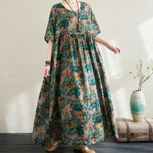 플라워 가든 빅사이즈 오버핏 데일리 여성 롱 원피스