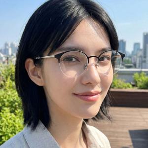 안경테 BE1328 1276 명품 라운드 반무테 블랙 메탈테