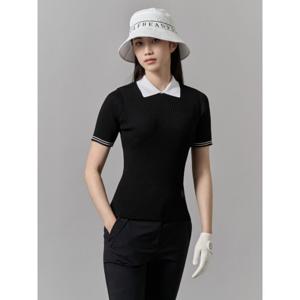 여성 골지조직 반팔 니트  블랙 (BJ5451A145)