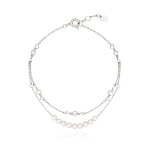 [티르리르] 레이어리 진주 체인 실버 화이트 팔찌 TBSSVW10680M
