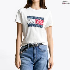 [타미진]여성 플라워 플래그로고 반팔티셔츠 T32F6TTO13TWT1-B