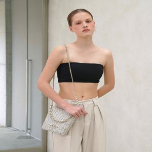 아떼 바네사브루노 액세사리 AABA5E561SV [MERINGUE] 실버 메탈체인 라피아 크로스백 S