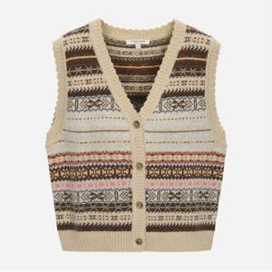 자카드 브이넥 니트 베스트_T258MVT343W