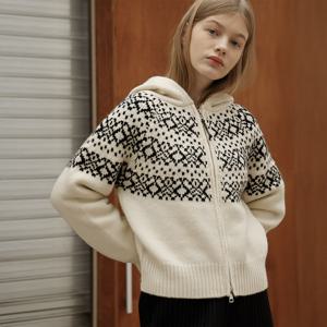 yoyoyoy여성[최초가 66000원] 노르딕 후드 집업 니트 가디건_AJ12WNKCD31