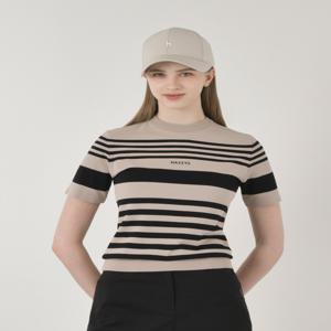 헤지스 골프 여성 [[25SS]] HWSW5B902I1 [ONLINE EXCLUSIVE] 베이지 여성 스트라이프 반팔 니트