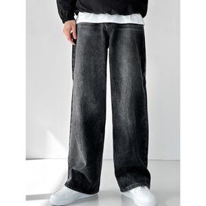 [하프클럽] M 테일러 빈티지 워싱 데님 청바지 세미와이드 통바지 블랙진 흑청 남녀공용 빅사이즈까지