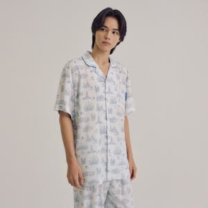 [롯데백화점]남성 H027 링슈트라세 반소매+9부팬츠 파자마 세트 OR26MMBHH027