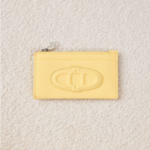 아떼 바네사브루노 액세사리 [[26SS]] AAHO6E460Y1 [STAMP] 레몬옐로우 램스킨 지퍼 단카드지갑