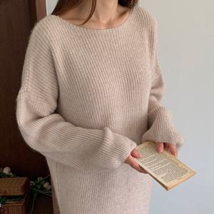 [브리치]  /  부드러워요 솔티 보트넥 가을겨울 니트 롱원피스