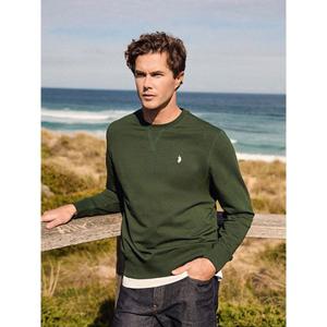 [하프클럽] 24FW 코튼 크루넥 스웨트셔츠 후디 남성(딥그린)