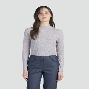 골프 여성 [[25SS]] DNTS5A214I1 [PREMIUM] 베이지 리프패턴 메쉬 이너티셔츠