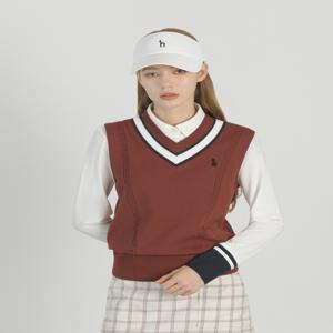 헤지스 골프 여성 [[25SS]] HWSW5A213D3 [가격인하]와인 여성 케이블 홑겹 니트 베스트